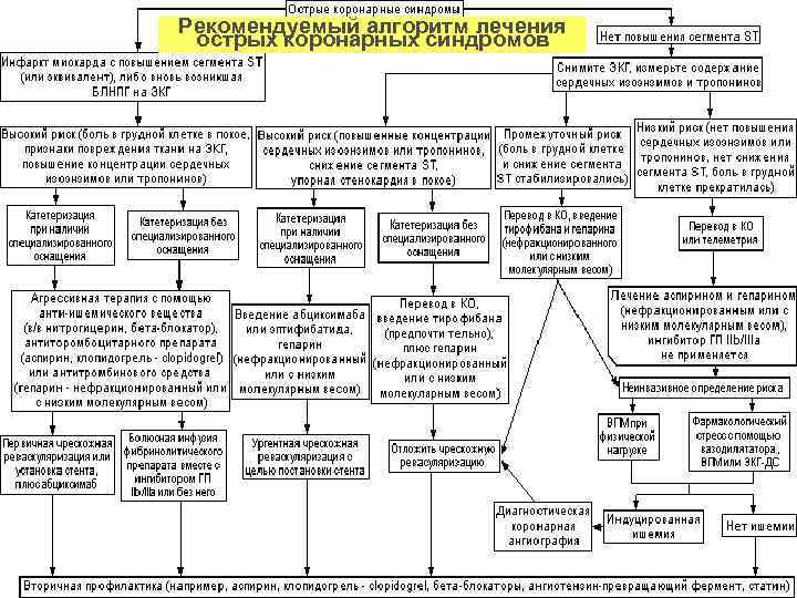 Рекомендуемый алгоритм лечения острых коронарных синдромов Рекомендуемый алгоритм лечения острых коронарных синдромов