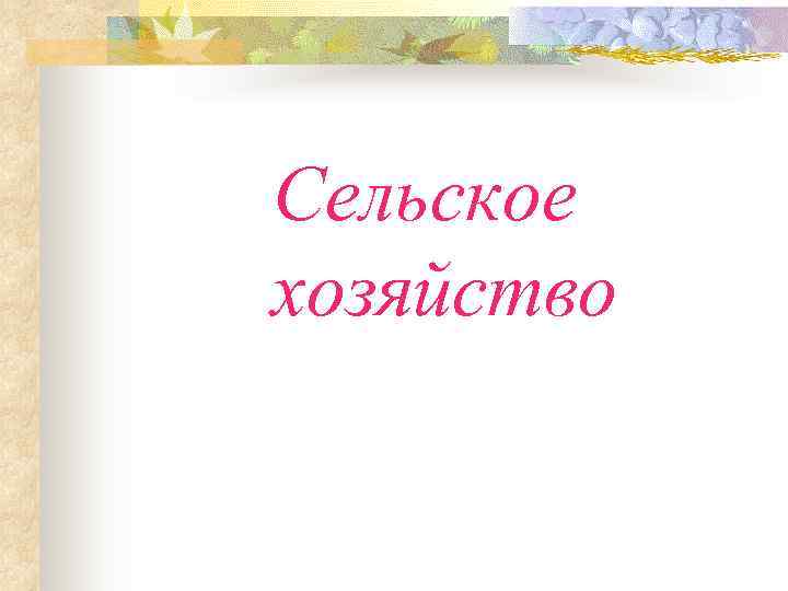 Сельское хозяйство 