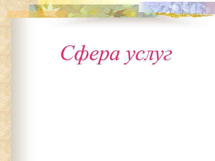 Сфера услуг 