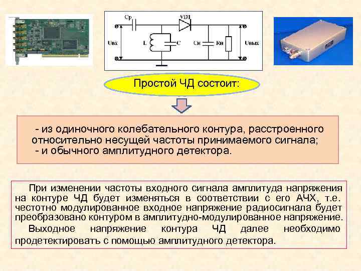     Простой ЧД состоит:  - из одиночного колебательного контура,
