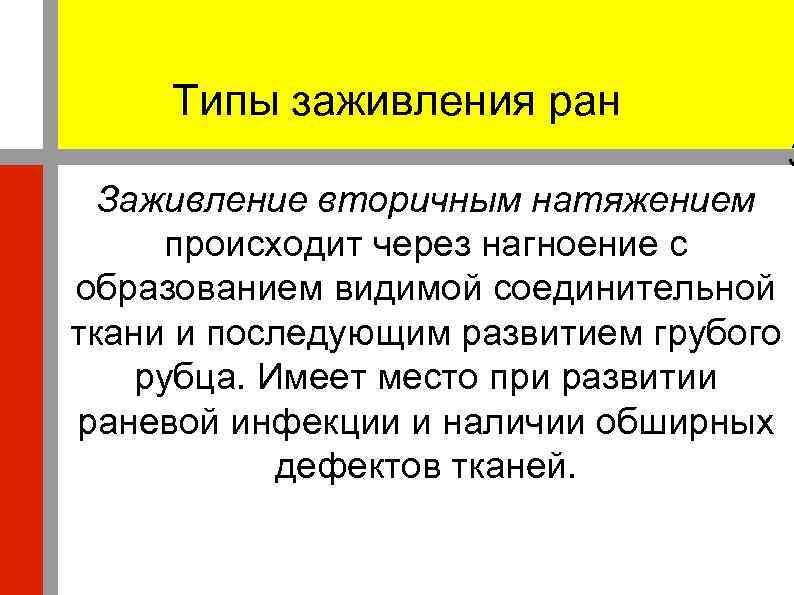  Типы заживления ран       З  Заживление вторичным