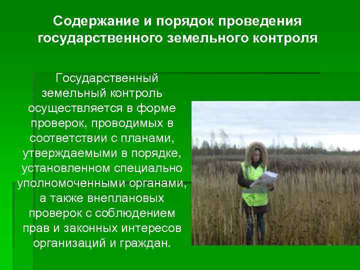  Содержание и порядок проведения  государственного земельного контроля   Государственный земельный контроль