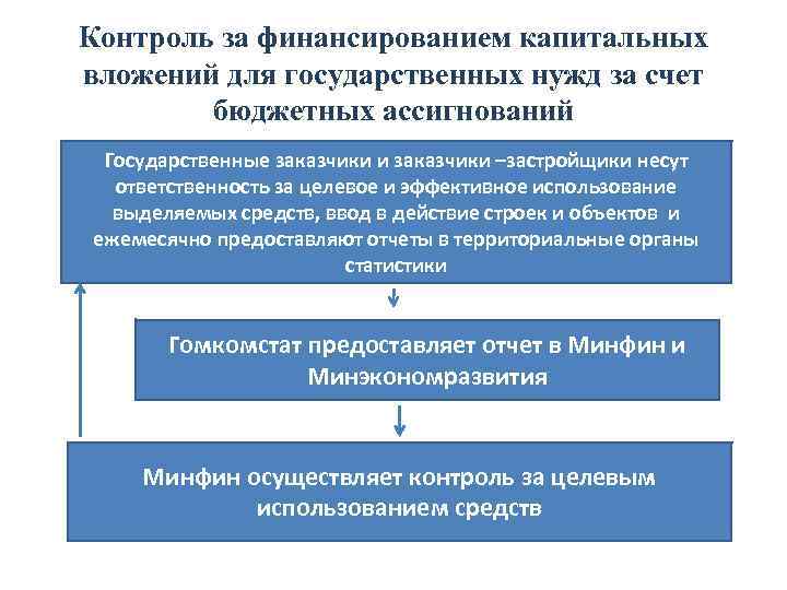 Контроль за финансированием капитальных вложений для государственных нужд за счет   бюджетных ассигнований