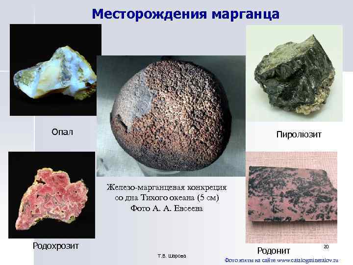 Месторождения марганца Опал Пиролюзит Месторождения марганца Опал Пиролюзит