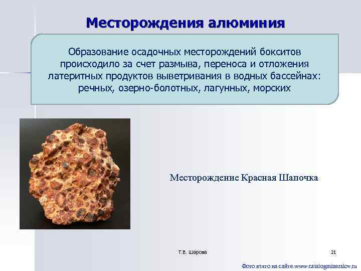 Образование алюминия. Осадочные месторождения. Месторождения алюминия.