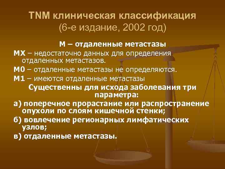   TNМ клиническая классификация   (6 -е издание, 2002 год)  М