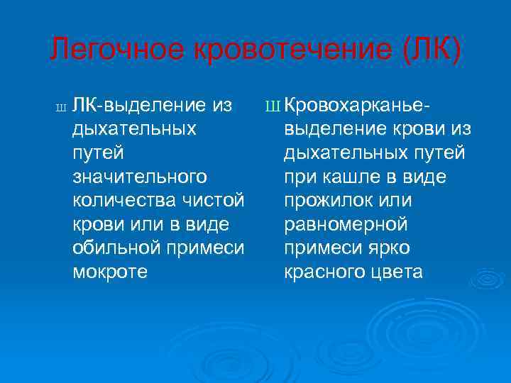 Легочное кровотечение карта вызова