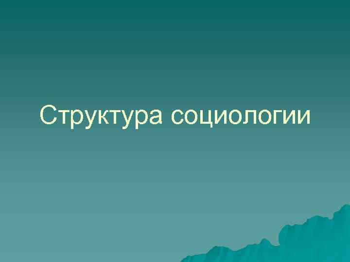 Структура социологии 