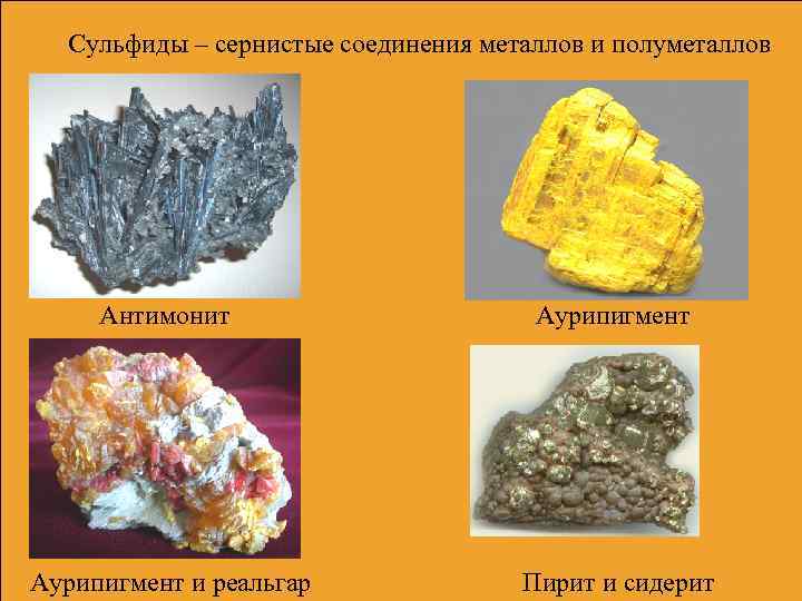 Сульфиды – сернистые соединения металлов и полуметаллов   Антимонит   