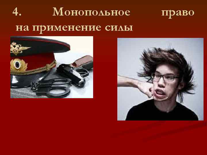 4. Монопольное  право на применение силы 