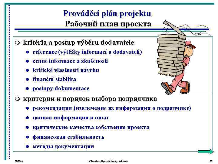      Prováděcí plán projektu      Рабочий