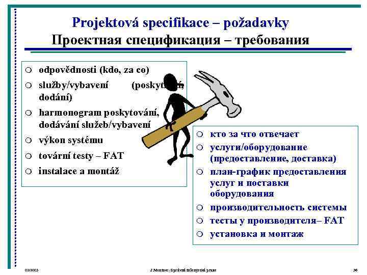     Projektová specifikace – požadavky   Проектная спецификация – требования
