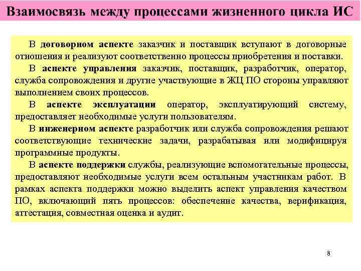   В договорном аспекте заказчик и поставщик вступают в договорные отношения и реализуют