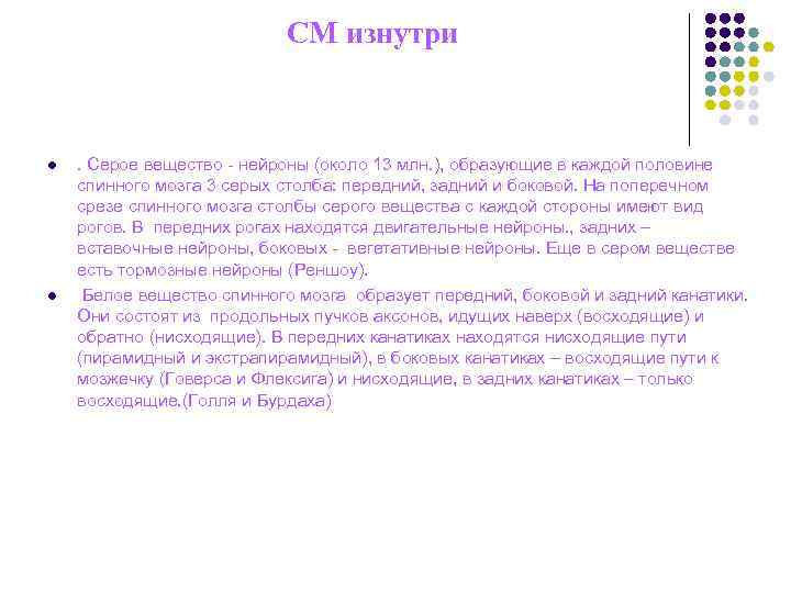 СМ изнутри l . Серое вещество - СМ изнутри l . Серое вещество -