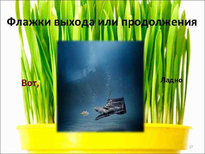 Флажки выхода или продолжения Вот,   Ладно      17