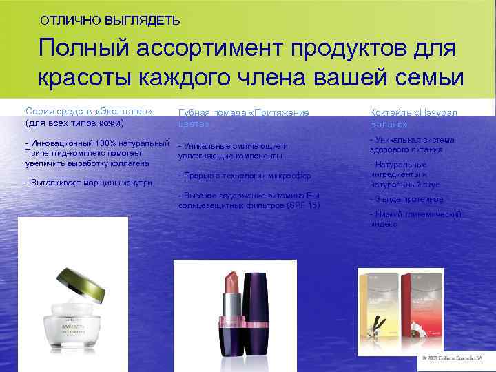   ОТЛИЧНО ВЫГЛЯДЕТЬ  Полный ассортимент продуктов для  красоты каждого члена вашей