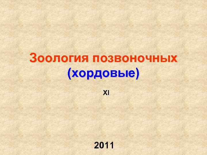 Зоология позвоночных (хордовые)   XI   2011 