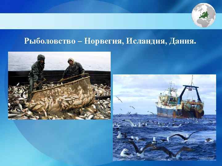 Рыболовство – Норвегия, Исландия, Дания. 