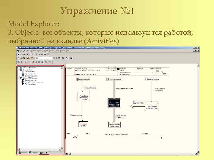     Упражнение № 1 Model Explorer: 3. Objects- все объекты, которые