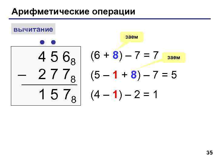 Арифметические операции вычитание заем 4 5 68 (6 Арифметические операции вычитание заем 4 5 68 (6