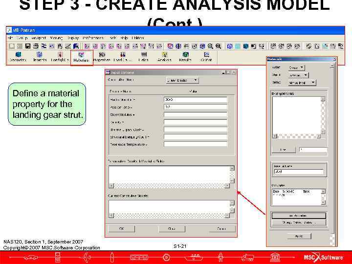  STEP 3 - CREATE ANALYSIS MODEL    (Cont. ) Define a