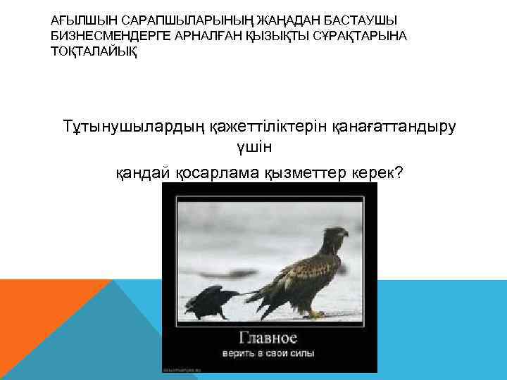 АҒЫЛШЫН САРАПШЫЛАРЫНЫҢ ЖАҢАДАН БАСТАУШЫ БИЗНЕСМЕНДЕРГЕ АРНАЛҒАН ҚЫЗЫҚТЫ СҰРАҚТАРЫНА ТОҚТАЛАЙЫҚ Тұтынушылардың қажеттіліктерін қанағаттандыру  