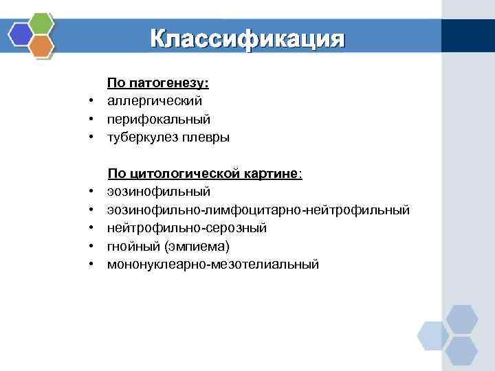   Классификация По патогенезу:  • аллергический • перифокальный • туберкулез плевры 