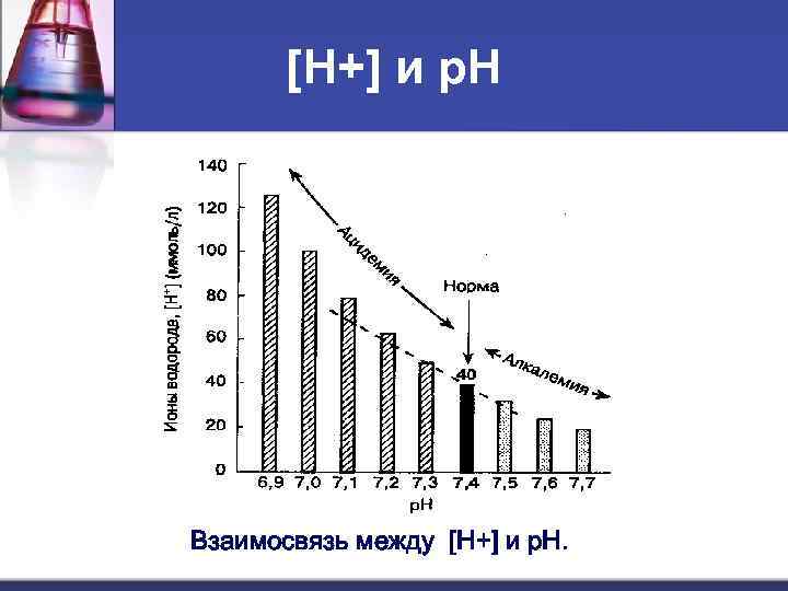   [H+] и р. Н Взаимосвязь между [H+] и р. Н. 