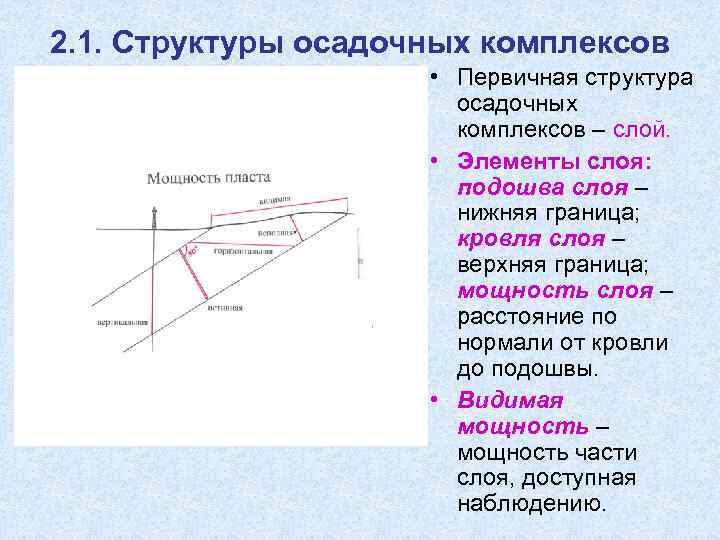 2. 1. Структуры осадочных комплексов    • Первичная структура   