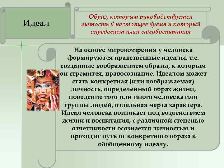     Образ, которым руководствуется Идеал   личность в настоящее время