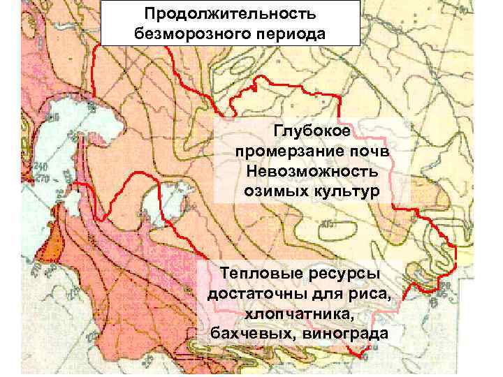 Карта безморозного периода. Продолжительность безморозного периода. Карта продолжительности безморозного периода.