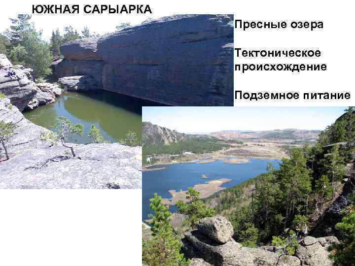 ЮЖНАЯ САРЫАРКА Пресные озера Тектоническое происхождение Подземное питание 