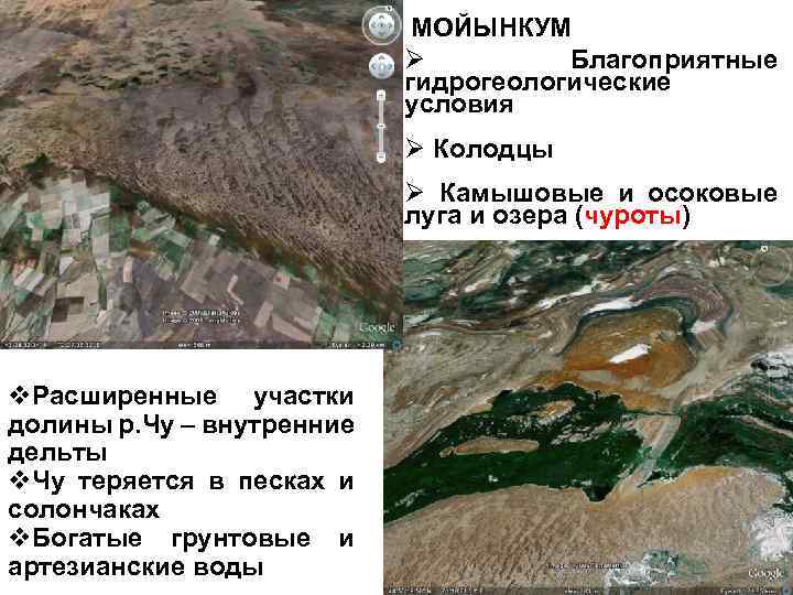 МОЙЫНКУМ Ø Благоприятные гидрогеологические условия Ø Колодцы Ø Камышовые и осоковые луга и озера