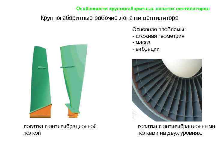    Особенности крупногабаритных лопаток вентиляторов  Крупногабаритные рабочие лопатки вентилятора  