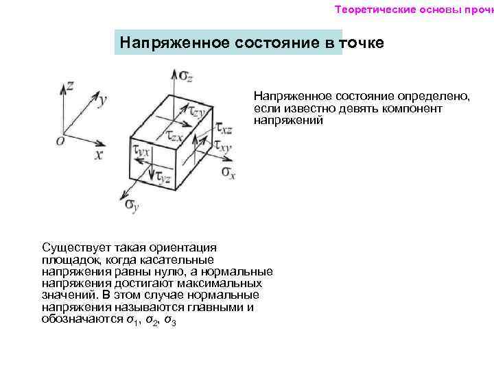 Ориентация площадки. Напряженное состояние в точке. Исследование напряженного состояния в точке тела. Понятие напряженного состояния в точке. Виды напряженного состояния в точке.