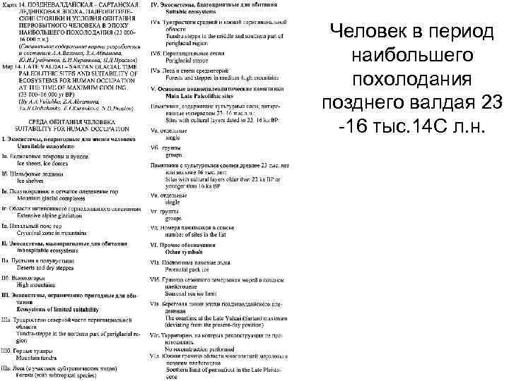  Человек в период наибольшего похолодания позднего валдая 23  -16 тыс. 14 С