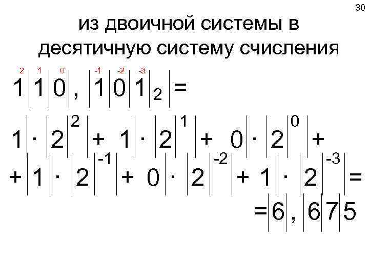        30   из двоичной системы в