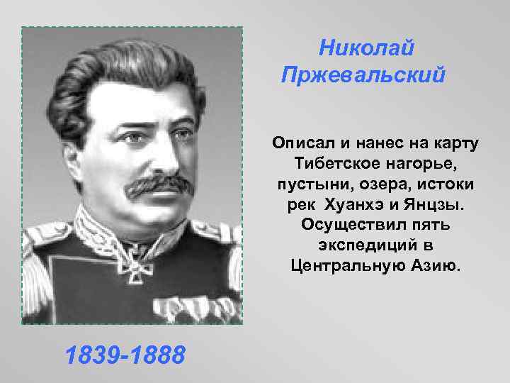 Николай Пржевальский Описал и нанес на карту Николай Пржевальский Описал и нанес на карту
