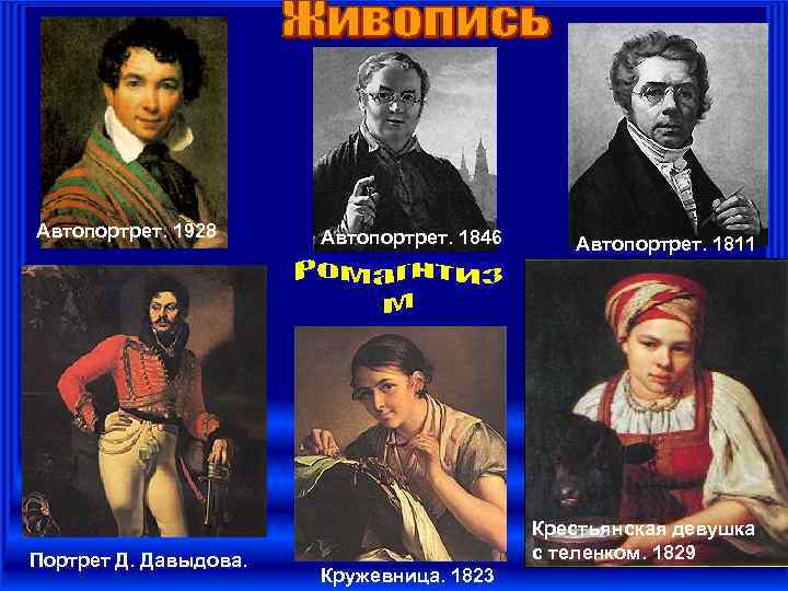 Автопортрет. 1928 Автопортрет. 1846 Автопортрет. 1811    Крестьянская девушка Портрет Д. Давыдова.