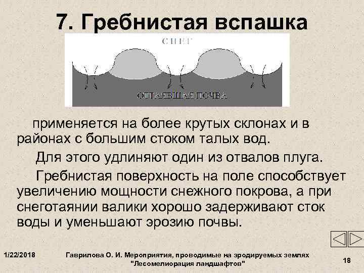   7. Гребнистая вспашка   применяется на более крутых склонах и в