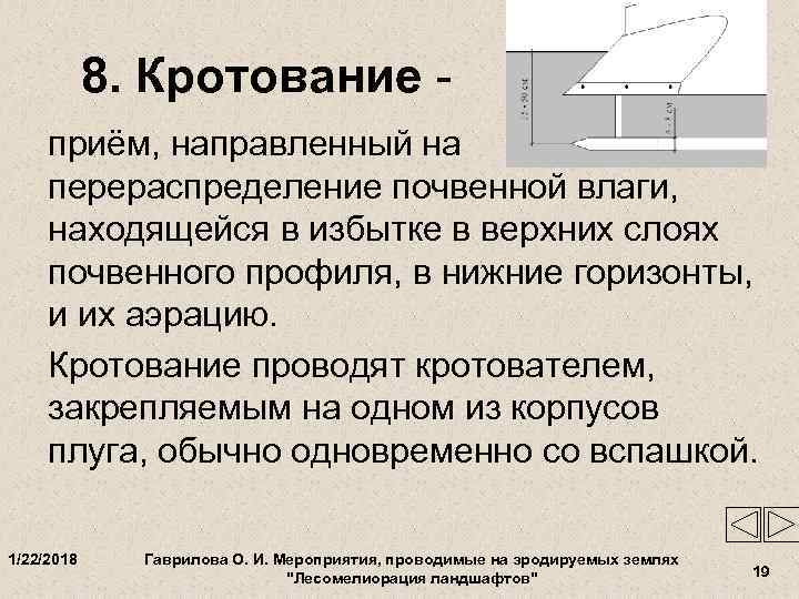   8. Кротование - приём, направленный на перераспределение почвенной влаги,  находящейся в
