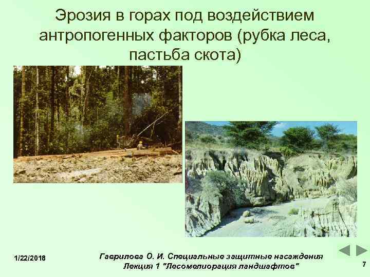    Эрозия в горах под воздействием  антропогенных факторов (рубка леса, 