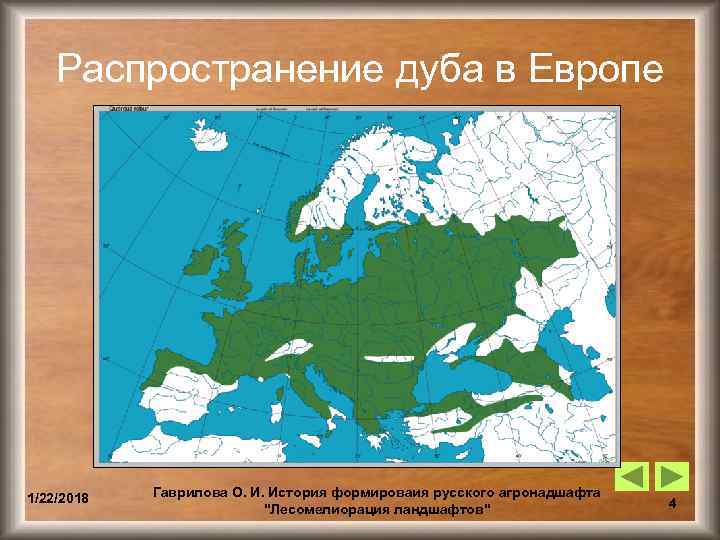   Распроcтранение дуба в Европе 1/22/2018  Гаврилова О. И. История формироваия русского