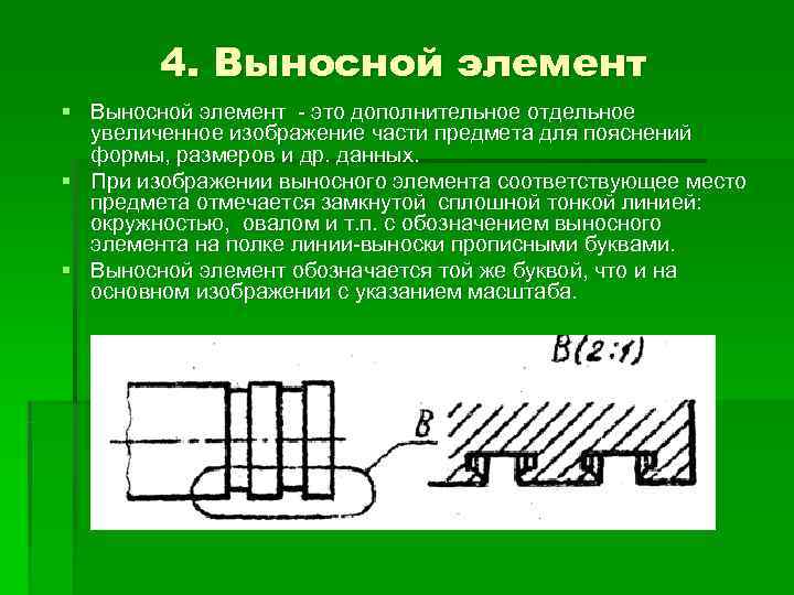   4. Выносной элемент § Выносной элемент - это дополнительное отдельное  увеличенное