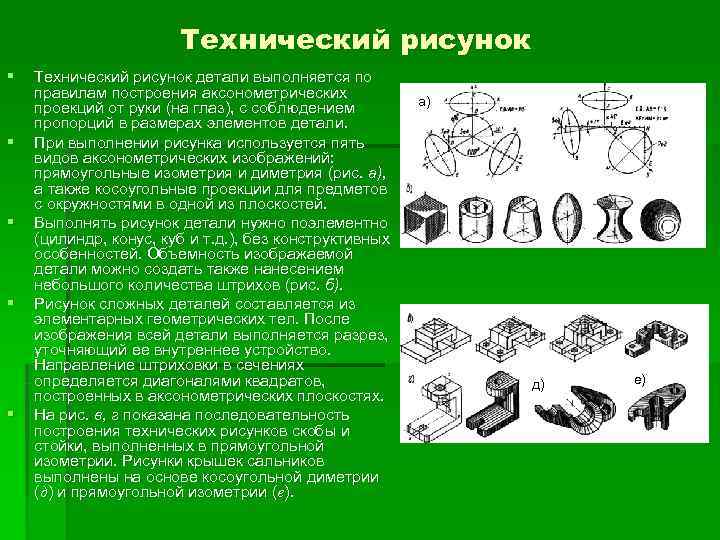      Технический рисунок §  Технический рисунок детали выполняется по