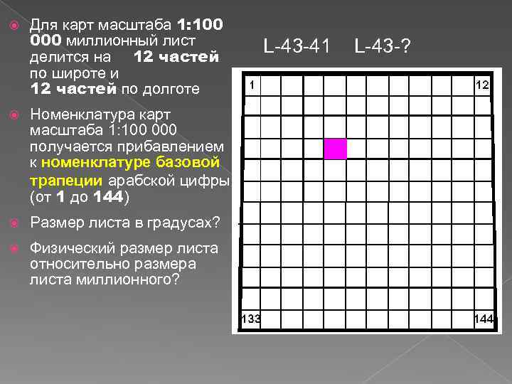 Для карт масштаба 1: 100 000 миллионный лист L-43 -41 Для карт масштаба 1: 100 000 миллионный лист L-43 -41
