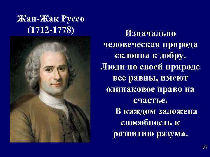 Жан-Жак Руссо (1712 -1778)   Изначально   человеческая природа   