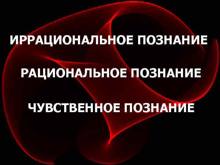 ИРРАЦИОНАЛЬНОЕ ПОЗНАНИЕ  ЧУВСТВЕННОЕ ПОЗНАНИЕ 