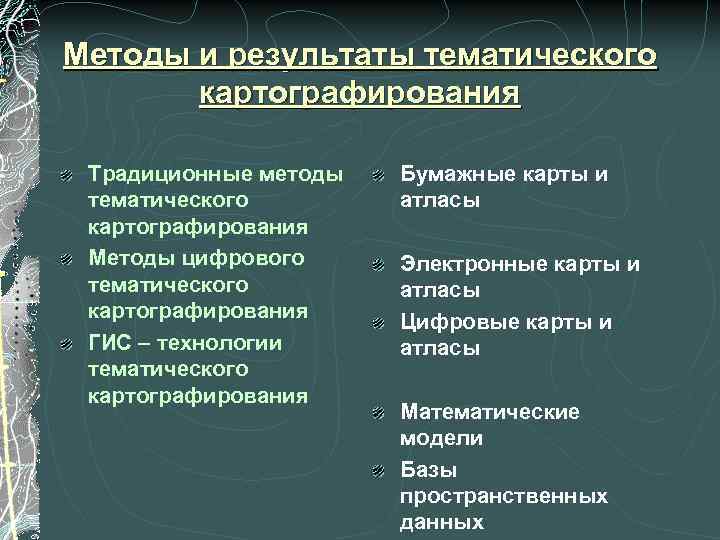 Методы и результаты тематического  картографирования  Традиционные методы  Бумажные карты и тематического