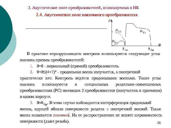   2. Акустическое поле преобразователей, используемых в НК   2. 4. Акустическое